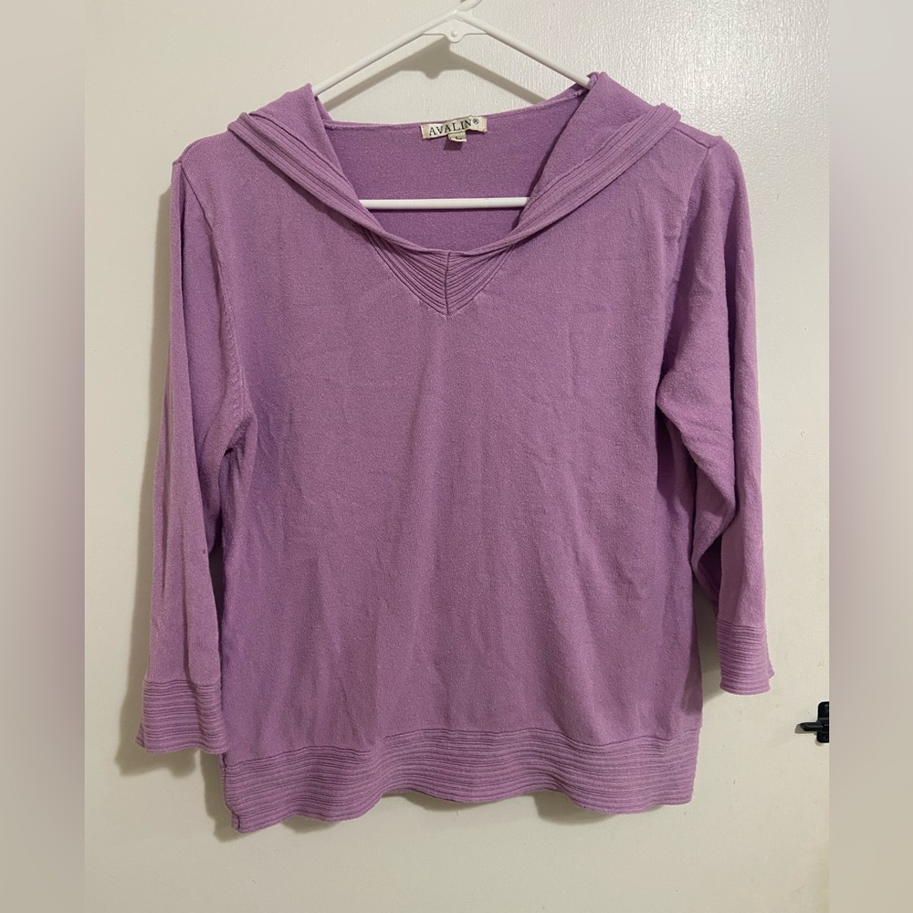 Vintage Lavender Hooded Knit Top